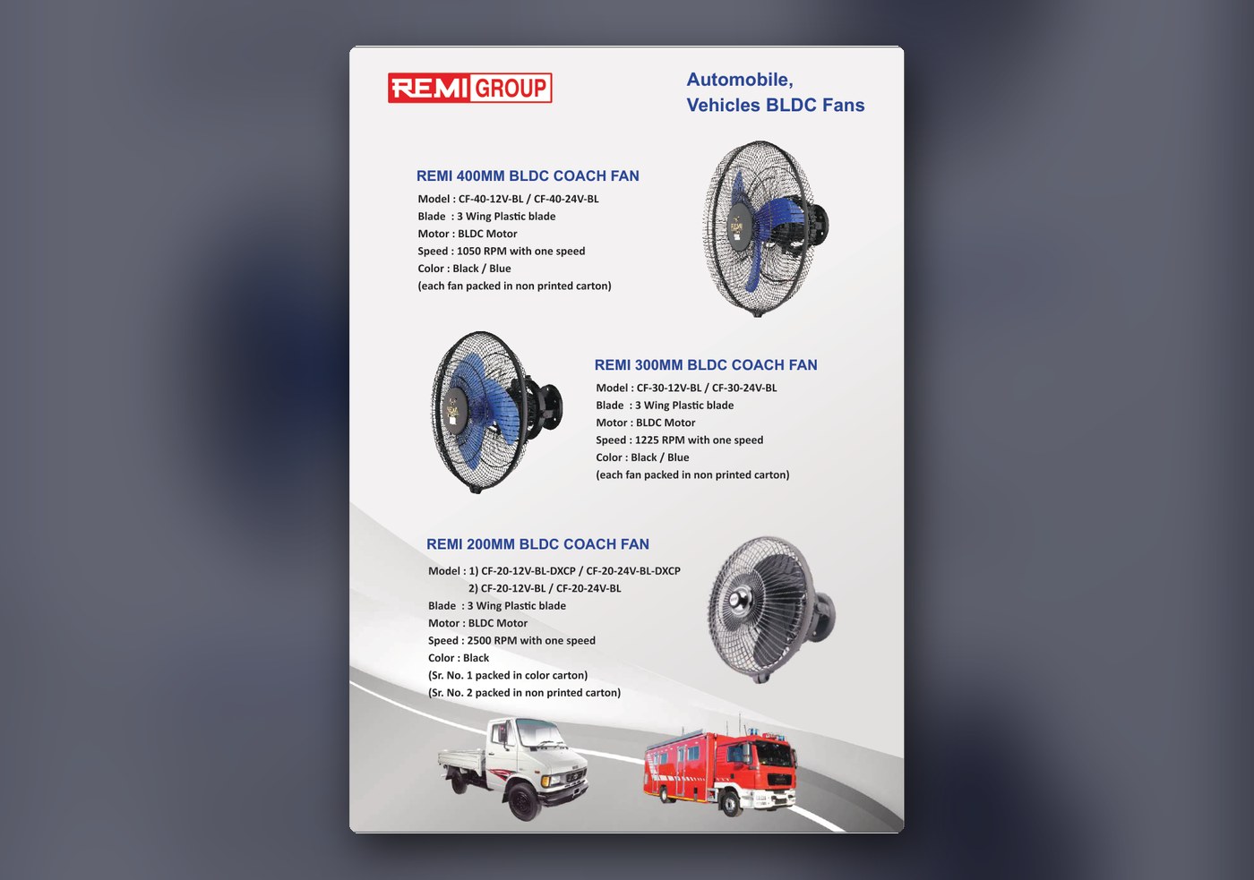 REMI Automobile PMDC and BLDC Fans Catalogue cover